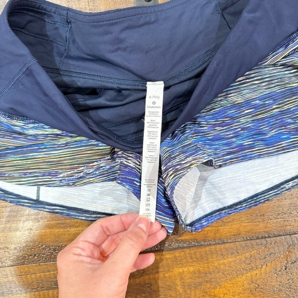 Lululemon Speed Up Interconnect Blue Multi Athletic Stretch Low Rise Shorts 6 - Picture 7 of 14
